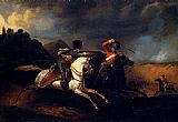 Horseback Canvas Paintings - Two Soldiers On Horseback